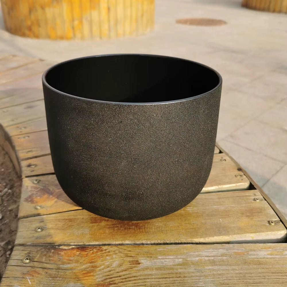 Black Frosted Quartz Crystal Chakra Singing Bowl Set