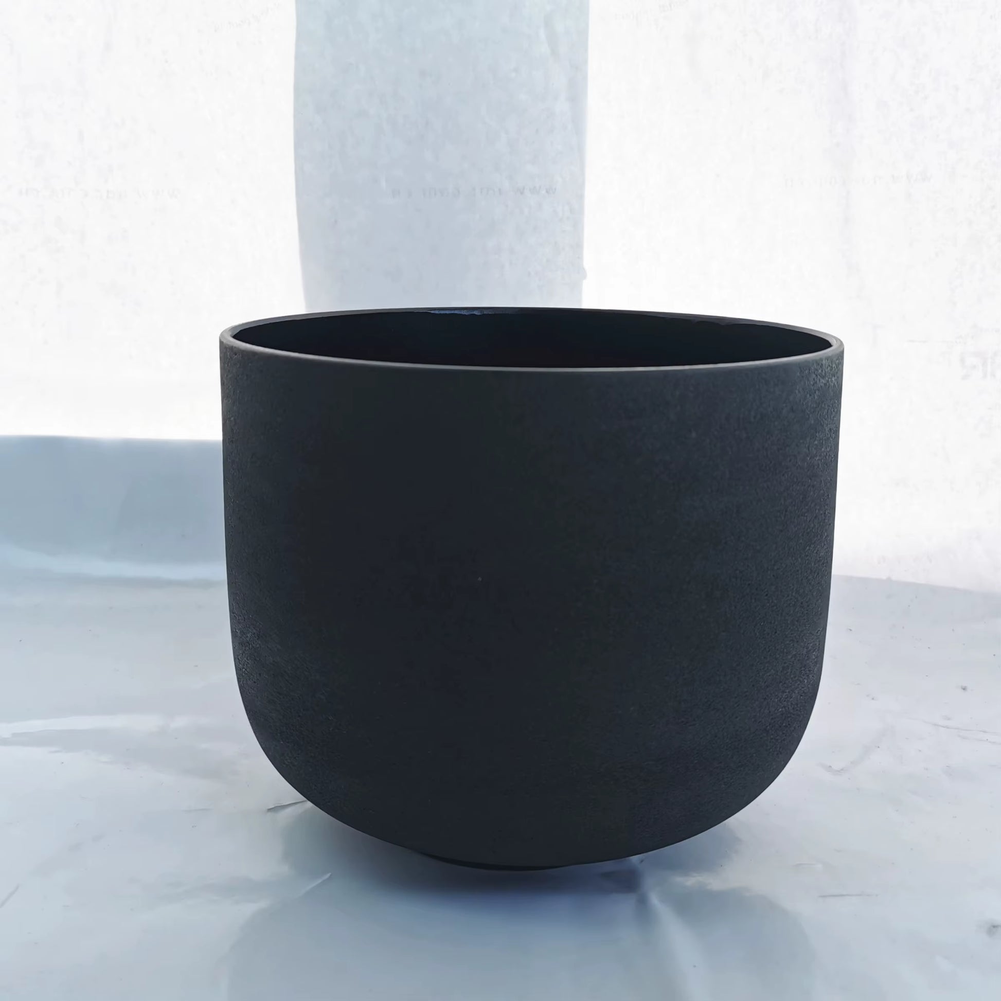 Black Chakra Frosted Quartz Crystal Singing Bowl Set of 7 Pcs 7"-12" with Free Case