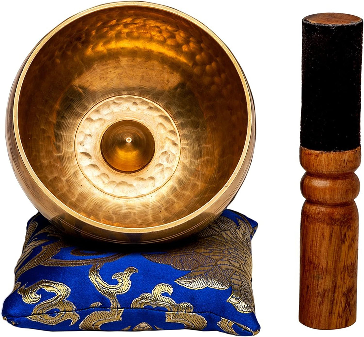 Tibetan Singing Bowl Set by  — Hand Hammered Lingam Meditation Sound Bowl — Yoga, Chakra Balancing, Mindfulness, Stress and Anxiety Relief