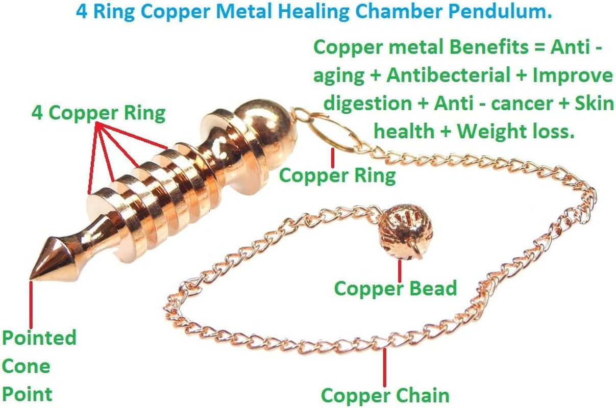 Copper Metal Chamber Pendulum, Healing Dowsing Reiki Pendulum, Pendulum for Divination, Copper Metal Meditation Pendulum.