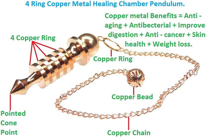 Copper Metal Chamber Pendulum, Healing Dowsing Reiki Pendulum, Pendulum for Divination, Copper Metal Meditation Pendulum.