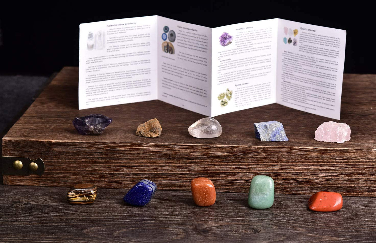 24Pcs Healing Crystal Starter Kit Meditation Spirituality Therapy Pendulum Set